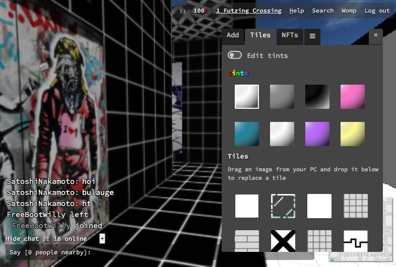 Cryptovoxels Tile Menu